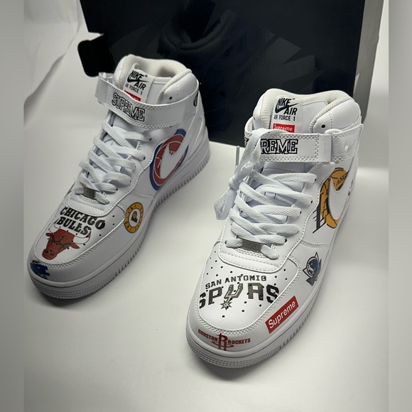 Supreme Nike Air Force 1 Mid NBA Teams Logo Design BRAND NEW Sneakers - Picture 5 of 7
